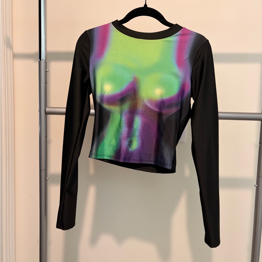 Fashion Nova Black and Multicolor Crop Top